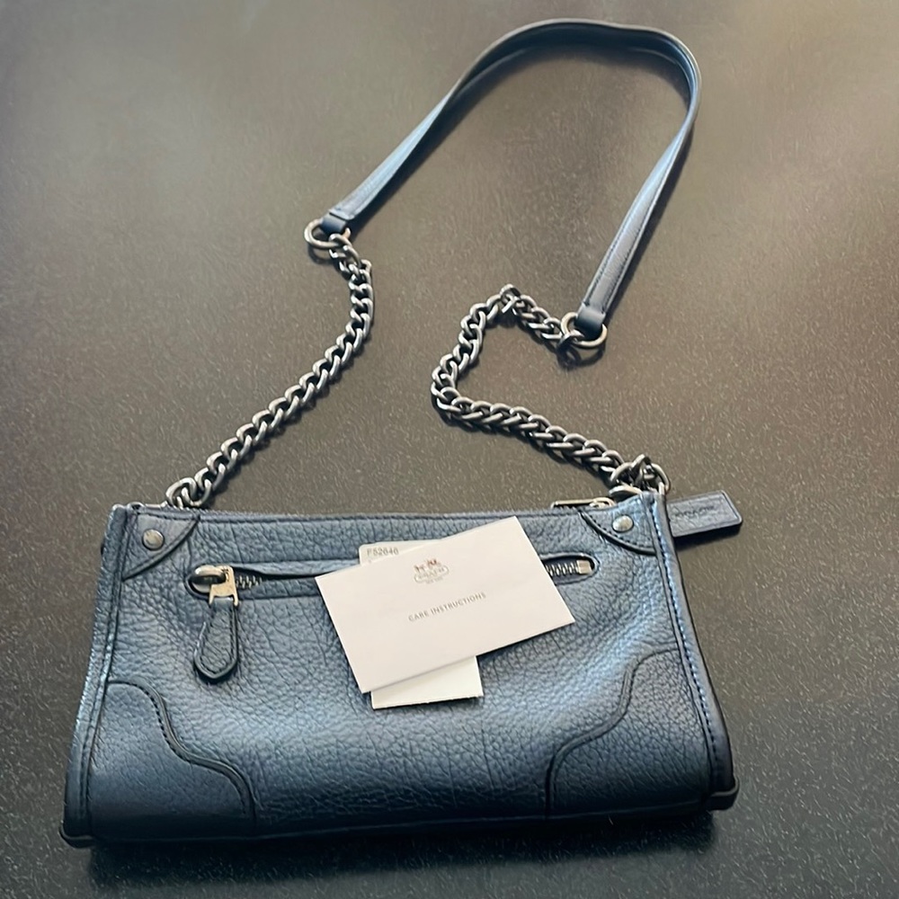 Coach Mickie F52646 denim blue leather crossbody purse